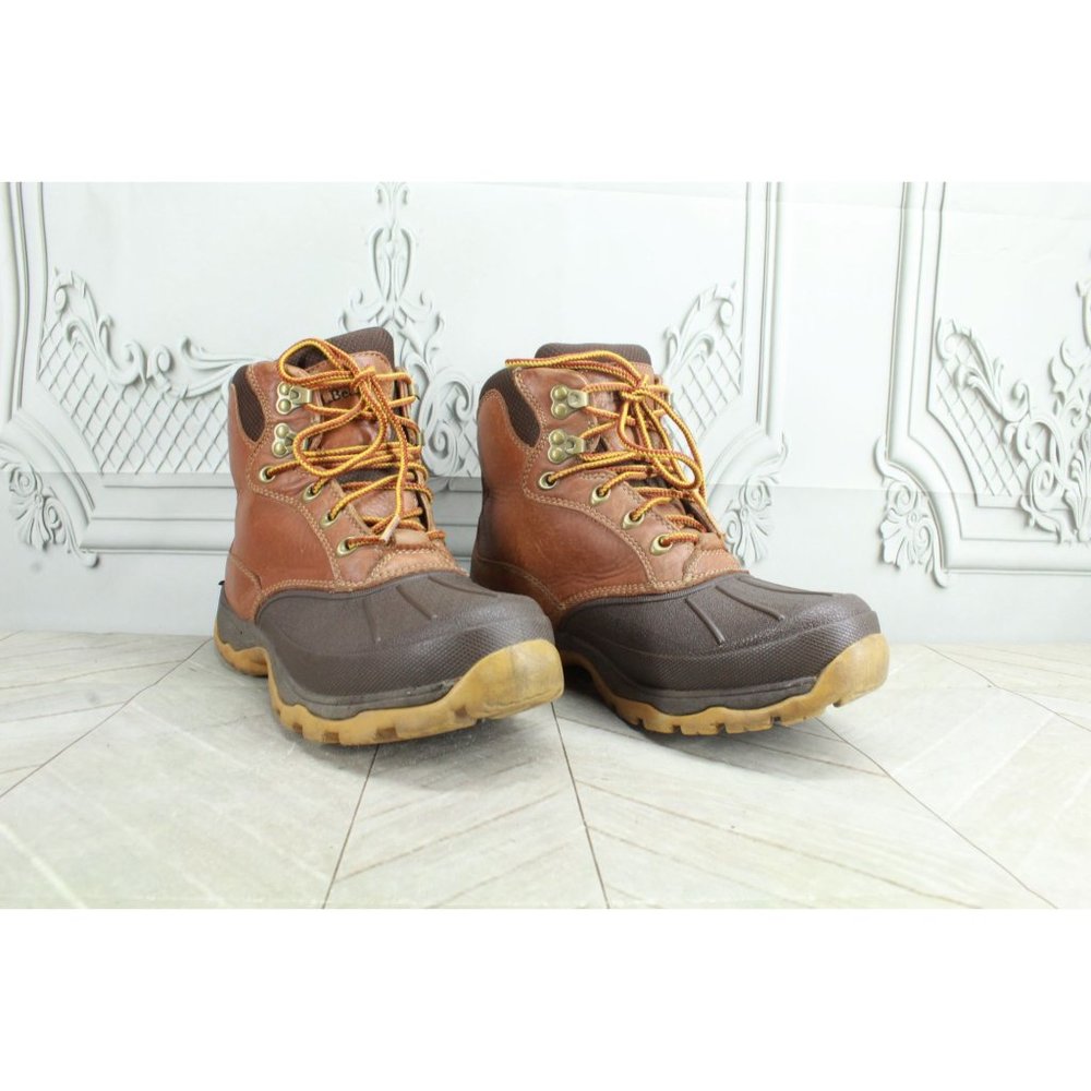 LL Bean Brown Leather Primaloft Storm Chaser Winter Duck Boots 9 M - Picture 3 of 9